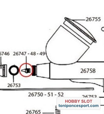 Obturador 0,3mm para aerógrafo D-102, D-103 y D-116