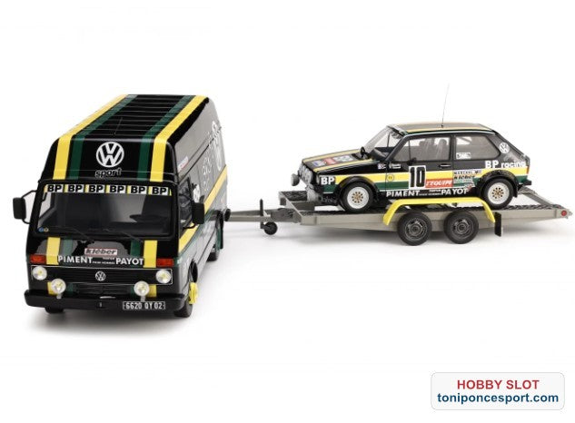 Furgón Asistencia Volkswagen LT35 + Golf Gti MK1 Gr.2 + Remolque.