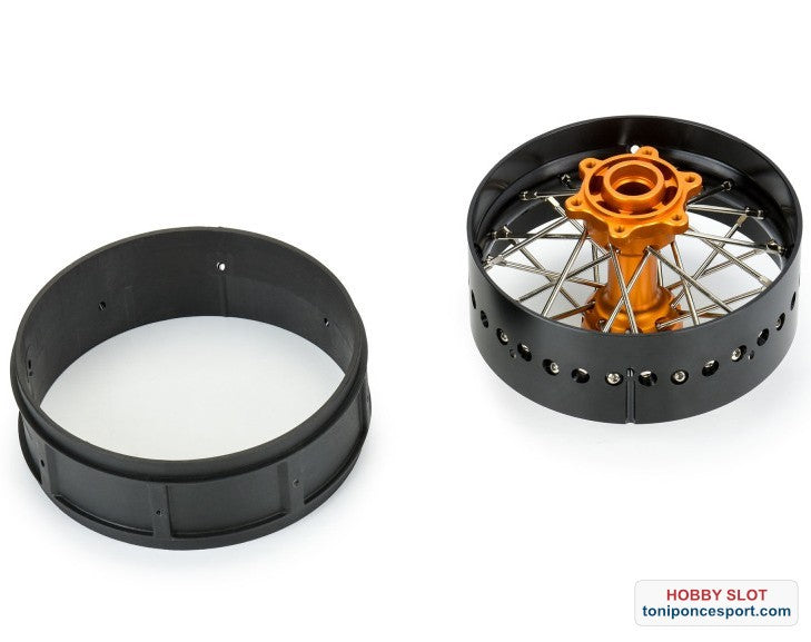 Llanta Trasera 1-4 Pro-Spec Aluminum V2 Bead Rear Wheel Black-Gold (1): Promoto-SM