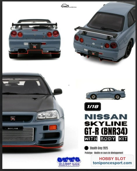 NISSAN SKYLINE GT-R (BNR34) WITH BODY KIT STEALTH GREY 2025