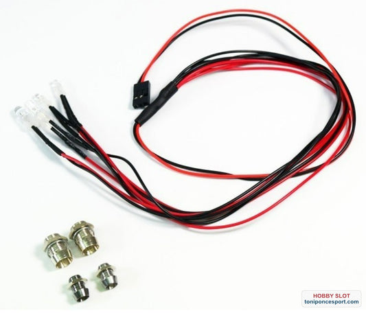 Luces LED set white/red with aluminum holder.