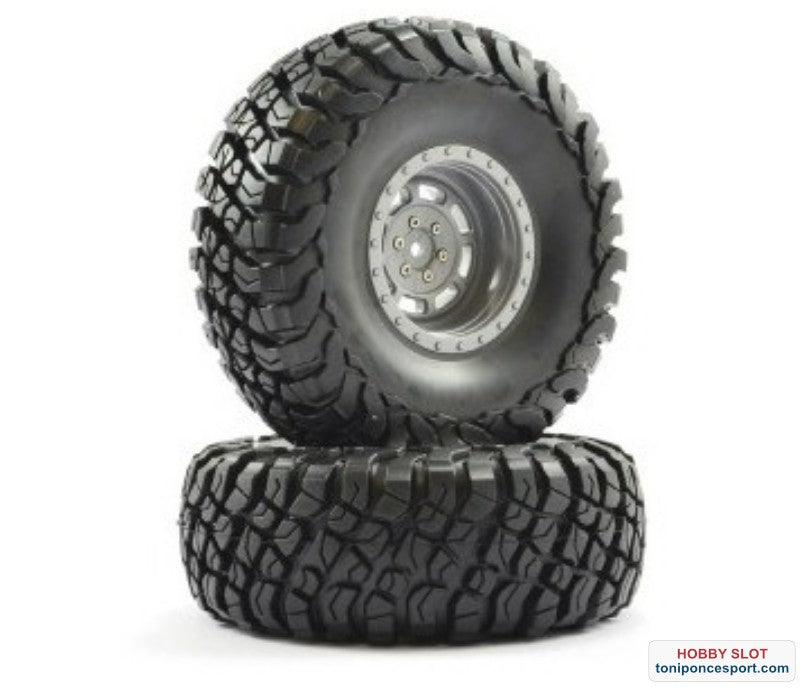 Ruedas FTX MAULER 2.2" ALL TERRAIN TYRES PRE-GLUED ON GREY WHEELS(2)