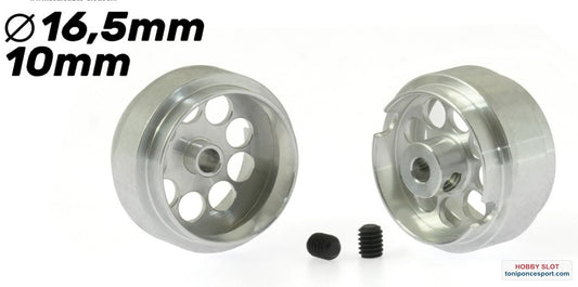 Llanta aluminio 16.5x10mm. Lightweight para Ejes 2,38mm con Tornillo M2.5 Peso 1,10 gr.