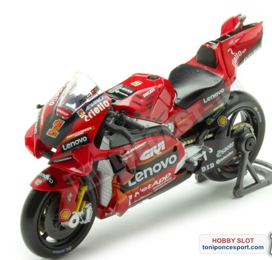 Moto Ducati Desmosedici Team 2023 Lenovo Nº1 Francesco "Pecco" Bagnaia Campeon del Mundo MotoGP 1:18