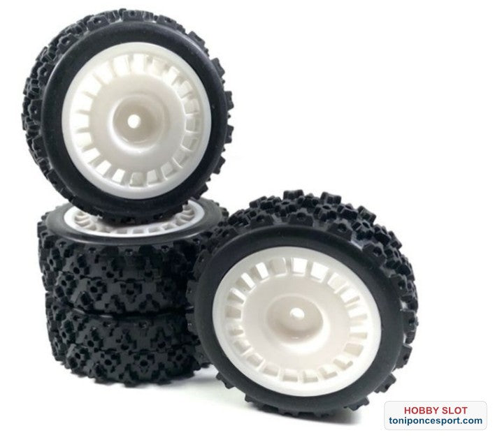 Juego de ruedas "Rally Block Design" Blanco 12 mm 1/10