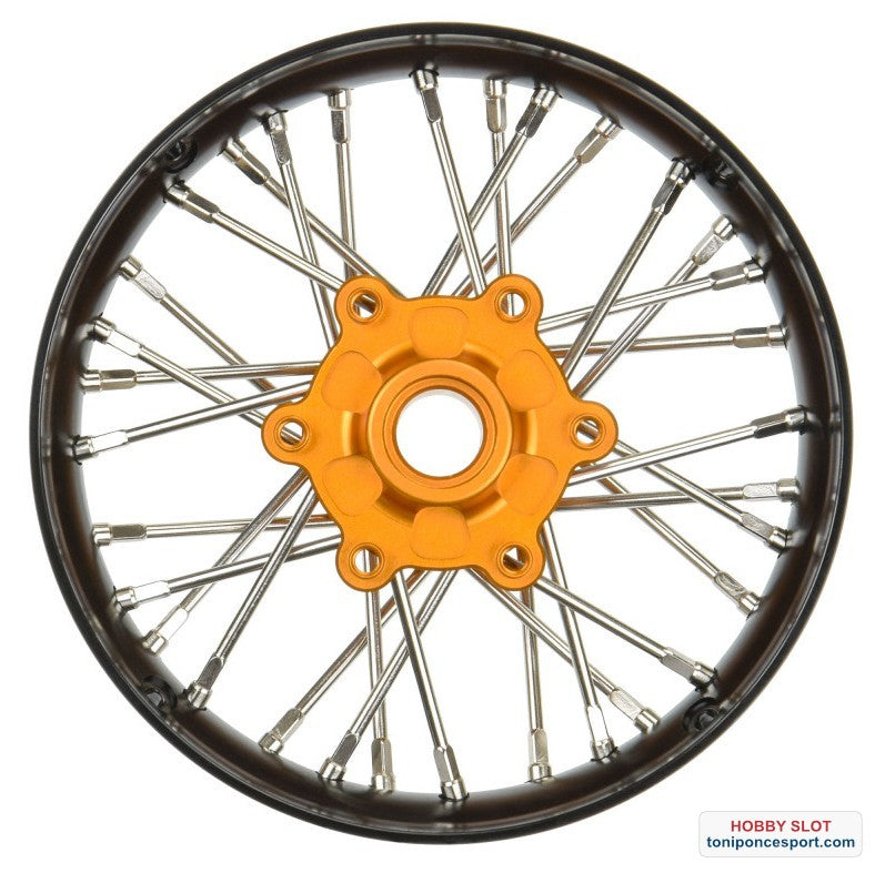 Llanta Delantera 1-4 Pro-Spec Aluminum V2 Bead Front Wheel Black-Gold (1): Promoto-SM