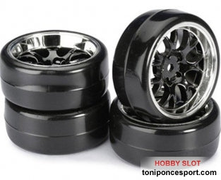 Ruedas Drifting Absima 1/10 "Comb / Profile B" Negras/Cromo (4pcs)