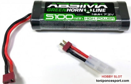 Batería NiMH Stick Pack 7,2V 5100 (T-Plug + Adaptador Tamiya)