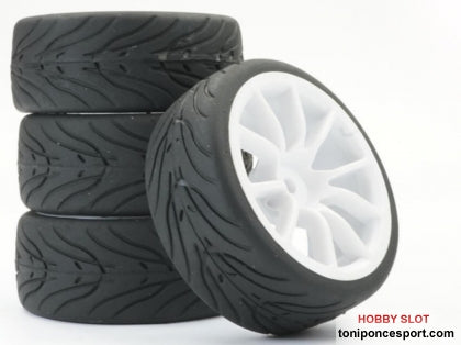 Ruedas 1/10 STREET/TREAD TYRE 10SP WHITE WHEEL