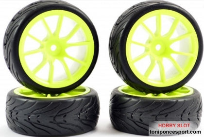 Ruedas 10SP NEON YELLOW WHEEL (x4)