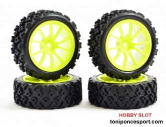 Ruedas Rally 1/10 10 radios Amarillas Fastrax