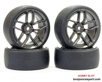 Ruedas DRIFT D1 TYRE W/3MM 10-SPOKE WHEEL- GRAPHITE (x4)
