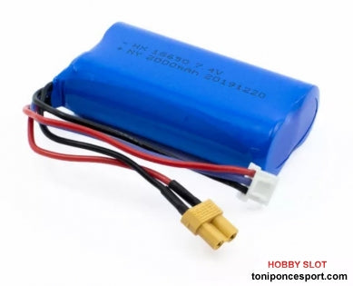 Batterie 7.4V 2000mAh Pour Pelleteuse Huina 1580/1583/1582 - Connecteur XT30, 2 Cellules, Dimensions 69x37x19 Mm