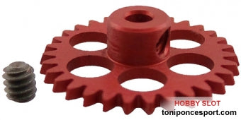 Corona 31 d. anglewinder 20º para eje 3/32" Tornillo .050". Diametro 17.5mm. Aluminio Aligerado. roja