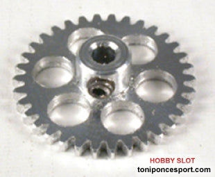 Corona 28 d. anglewinder 15º para eje 3/32" Tornillo .050". Diametro 16.8mm. Aluminio Aligerado. Azul-Gris