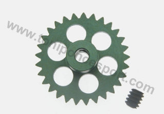 Corona 29 d. anglewinder 15º para eje 3/32" Tornillo .050". Diametro 16.8mm. Aluminio Aligerado. verde