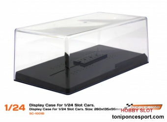 Urna 1/24 Universal Transparente con Base para Slot. Medidas: 260x135x96mm.