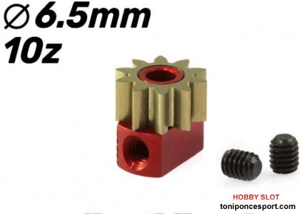 Piñón Extraíble 10d. M50 ø6,5mm en Ergal para eje 2mm con Fijación mediante tornillo M2mm.
