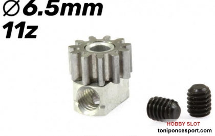 Piñón Extraíble 11d. M50 ø6,5mm en Ergal para eje 2mm con Fijación mediante tornillo M2mm.