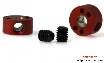 Tope Corona Aligerado M2.5 Rojo para Ejes 3/32 con medidas 6.20 x 2.48 mm. y peso 0.15 gr.
