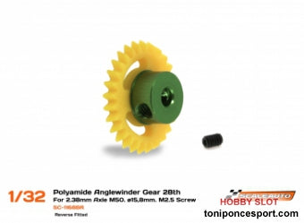 Corona 28d. M50 AW 25° ø15.8mm. Eje 2.38mm. Procomp-RS Polyamide. Tornillo M2.5 Reverse Insert