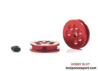 Polea Alumino mecanizado 10mm diam. para eje 3/32. Roja