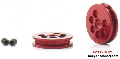 Polea Alumino mecanizado 10mm diam. para eje 3mm. Roja