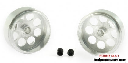 Llanta Aluminio 20,5x10,2mm. En t. 17,3mm Ligero para Ejes 3mm con Tornillo M3. Peso 1,85gr.