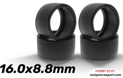 Neumatico Goma Zero Grip 16x8.8mm. para llanta acanalada 14-15mm.