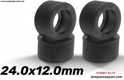 Neumatico goma RT Soft 24x12mm. RAYADO (x4)