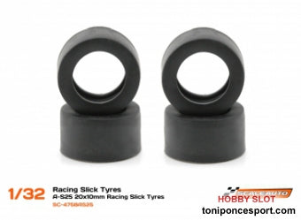 Neum. Goma A-S25 20x10mm Racing Slick (Shore 25) para Llantas de 15,8 a 17mm.