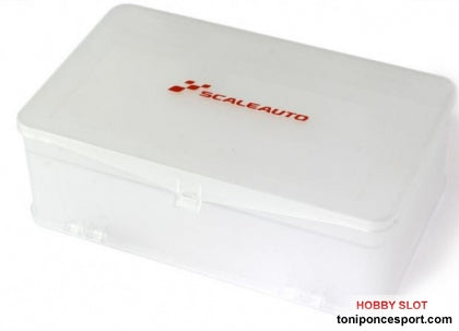 Caja Organizadora doble para 1/32 o chasis 1/24 y herramientas. Transparente- medidas: 185x120x65mm