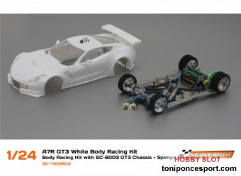 A7R GT3 White Body Racing Kit con Chasis SC-8003 GT3 en Kit + Ruedas Espuma