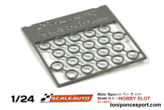 Separadores Eje de 3mm. en Bronce 0,5mm Photoedge