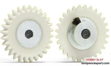 Corona 28d. motor anglewinder plastico para eje 2.38mm Fijada con tornillo Allen M2 -Amarilla-