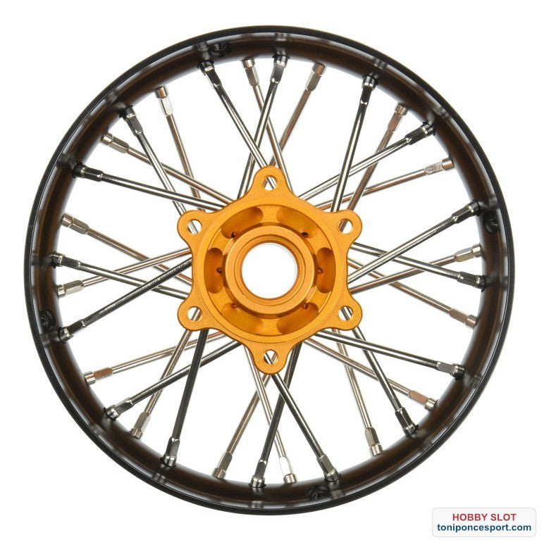 Llanta Trasera 1-4 Pro-Spec Aluminum V2 Bead Rear Wheel Black-Gold (1): Promoto-SM