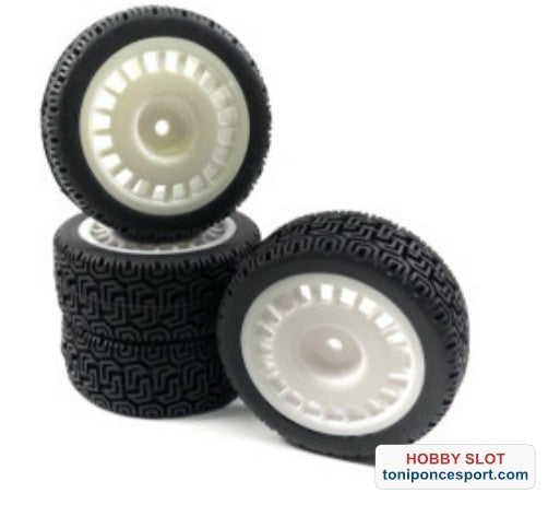 Juego de ruedas Rally 'Winded Design' 1:10 On-Road Rally, 12mm (4) Llantas blancas