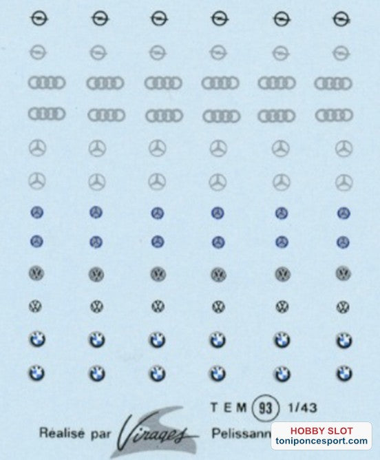 Calca virages Escudos Opel, VW, BMW 1/43