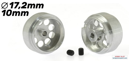 Llanta aluminio 17.2x10mm. Lightweight para Ejes 3/32 con Tornillo M2.5 Peso 1,25gr.