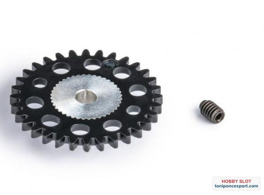 Corona 32d. Transversal ø17,0mm. en Plàstico para eje 2.38mm.